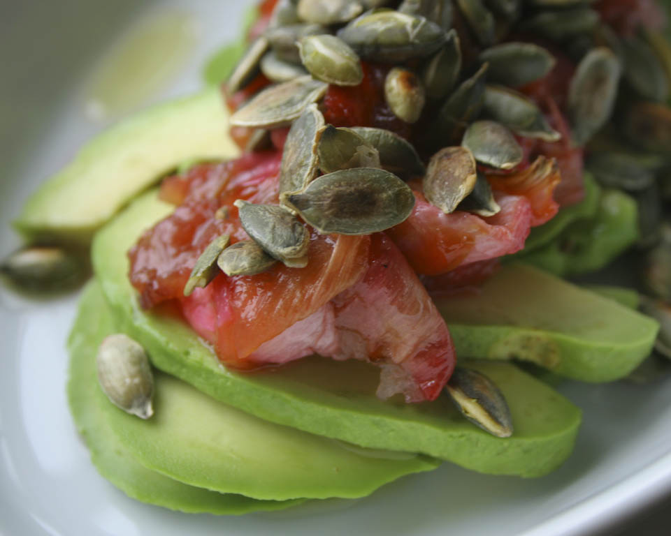 Avocado rhubarb salad