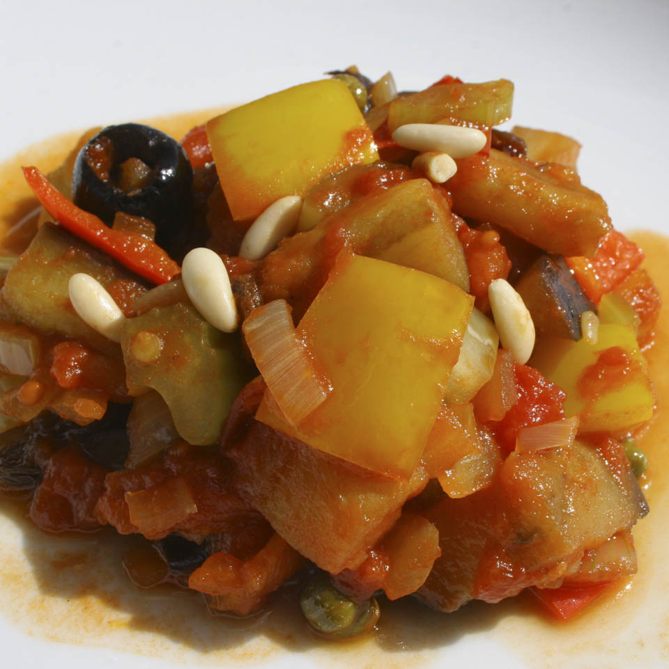 Caponata recipe - eggplant and pepper stew from Sicily