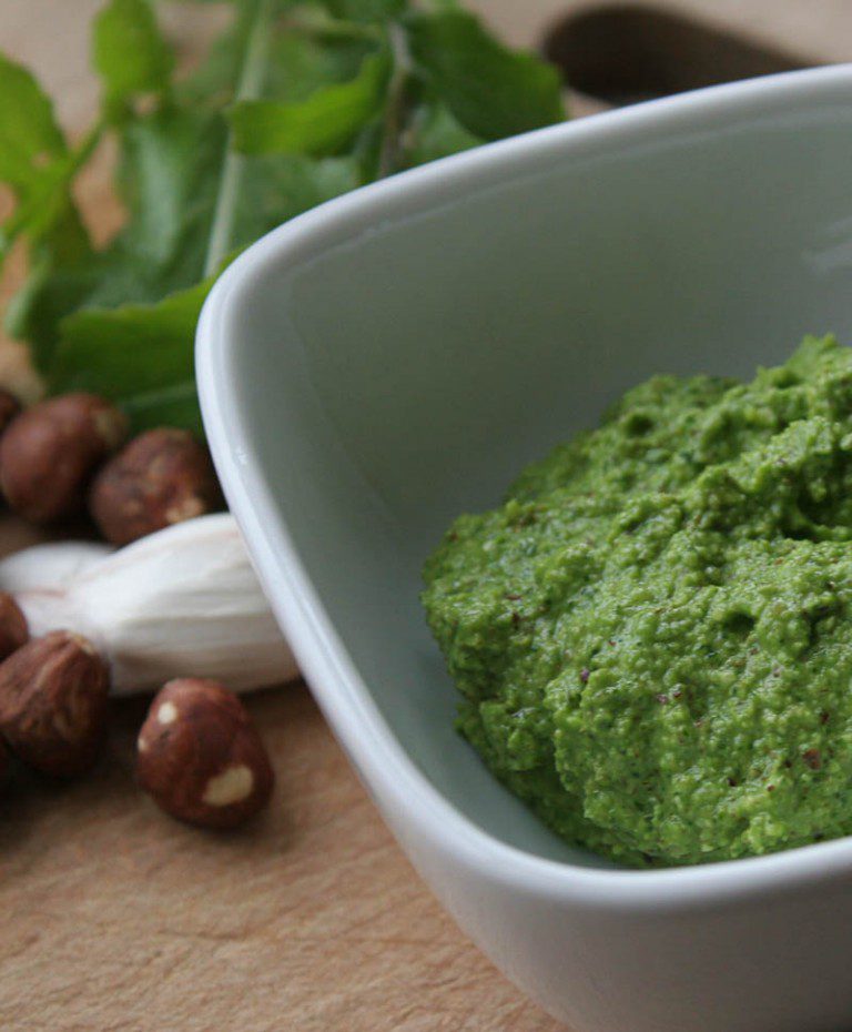 How to Make Arugula Rocket Pesto with hazelnuts