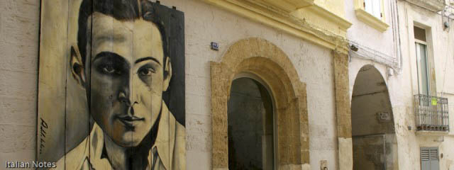 Painting of Valentino on a wall in Castellaneta in Puglia