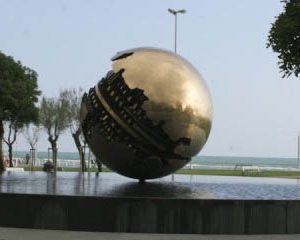 Photo of the Golden Sphere Monument in Pesaro