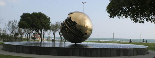 Photo of the Golden Sphere Monument in Pesaro