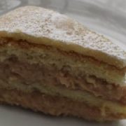 Marzipan covered rhubarb cake