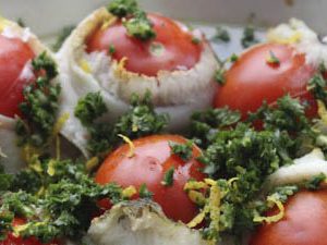 Baked fish with tomatoes and gremolata