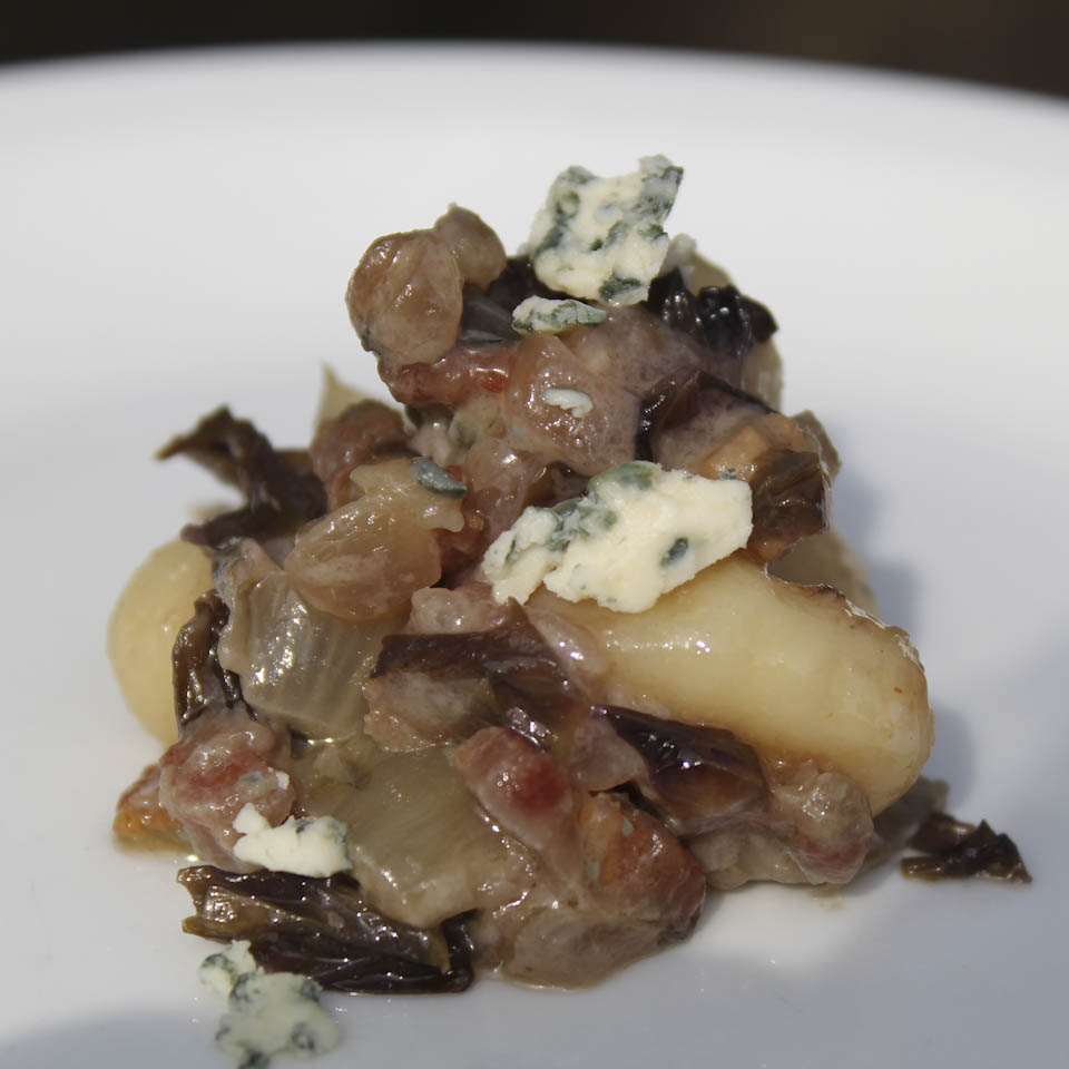 Gnocchi with pancetta radicchio and blue cheese