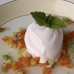 Dessert Soup with Rhubarb Sorbet