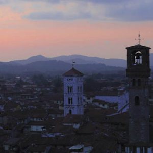 Sunset over Lucca in Tuscany