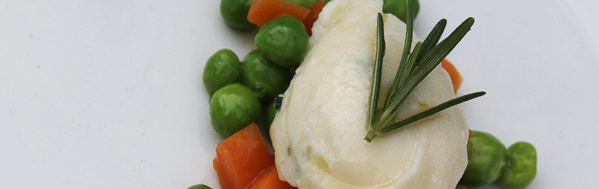 ricotta gnocchi with green peas and carrots