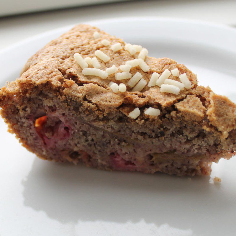 Rice flour rhubarb cake