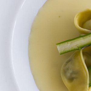Asparagus Cappelletti with Cheese Sauce