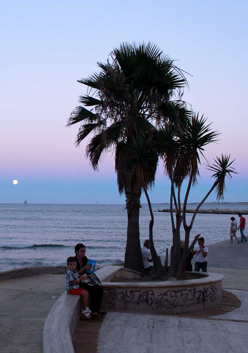 View of the Moonlight sea by Capo Colonna near Crotone