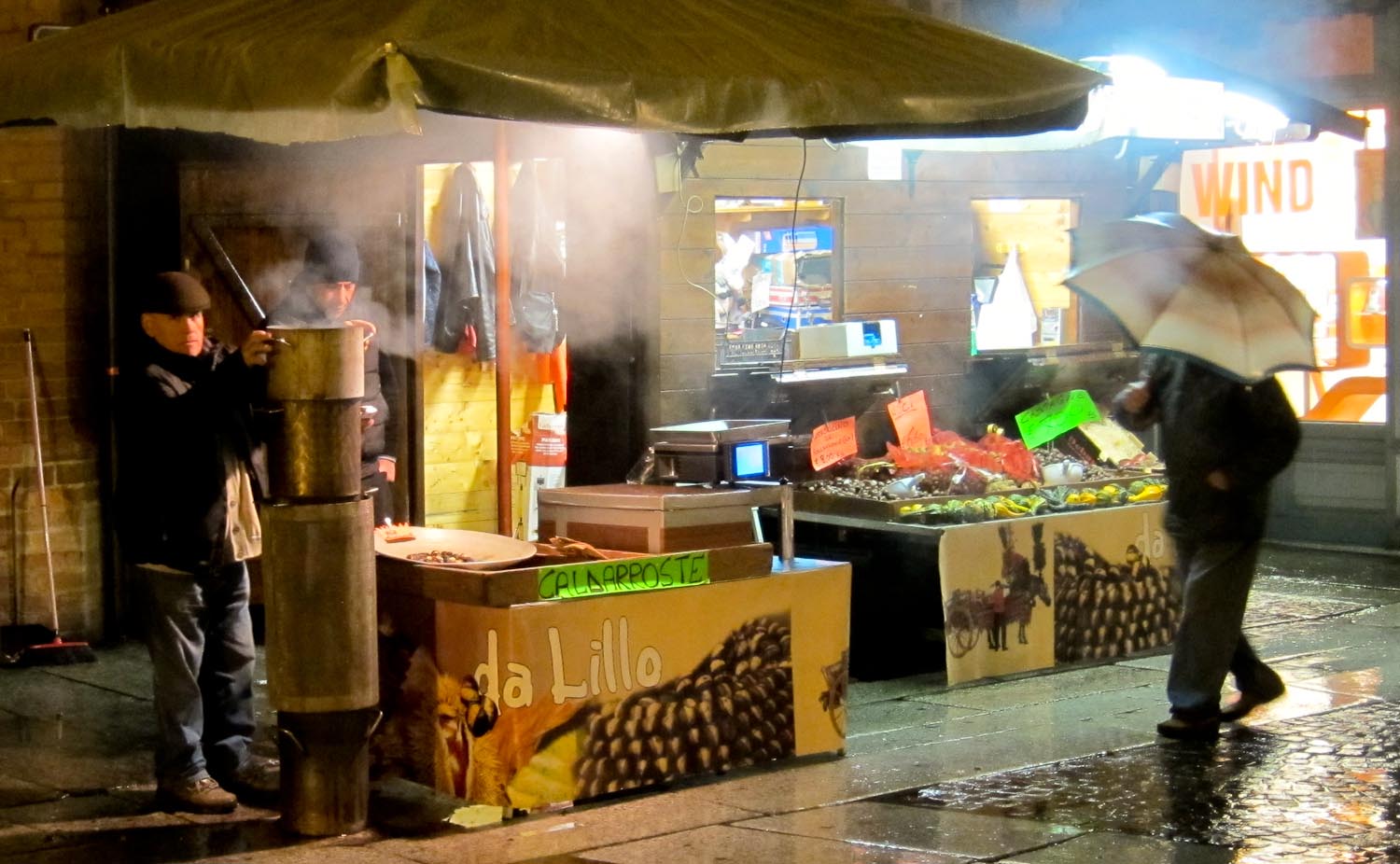 Roasted chestnut vendor Asti