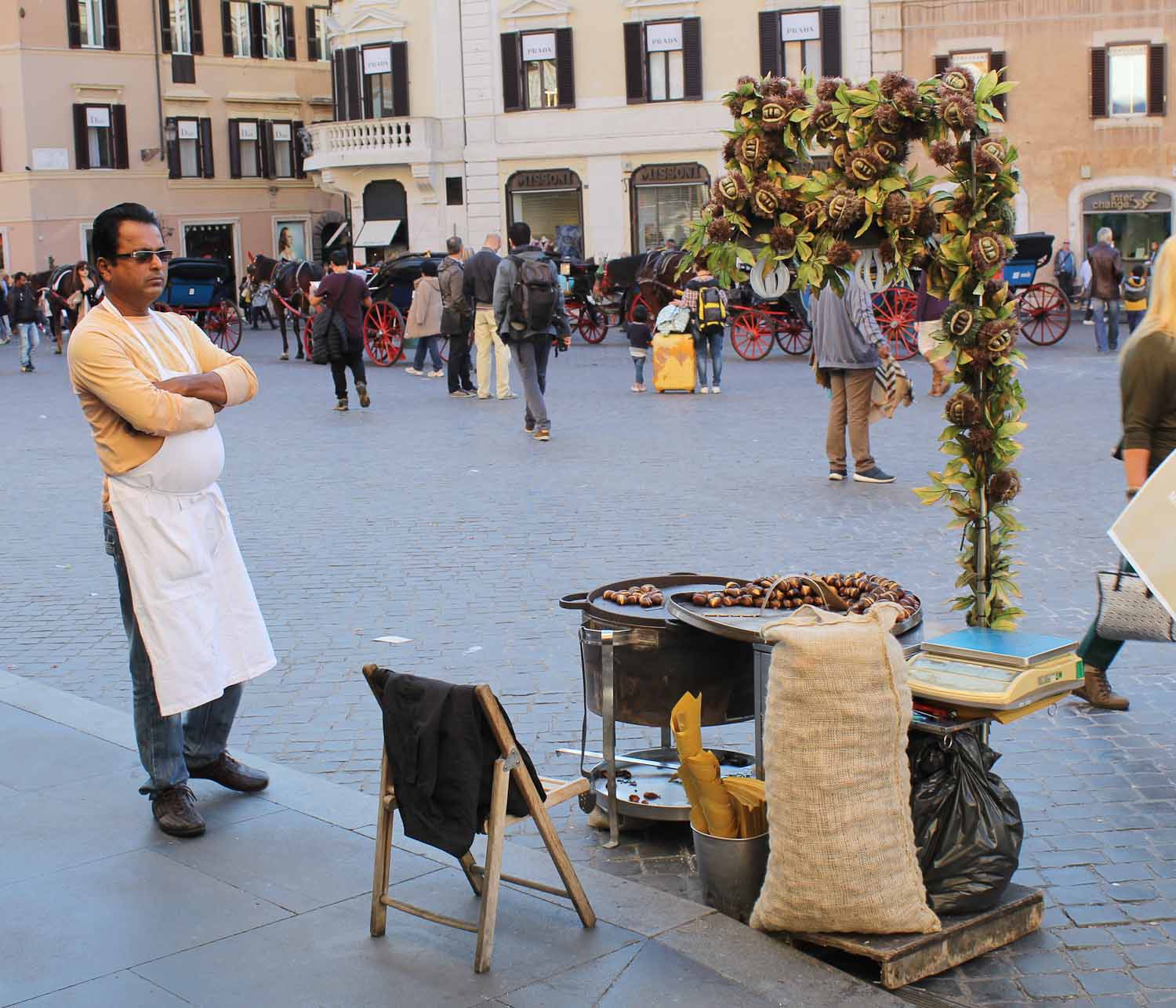 Roasted chestnuts vendor Rome