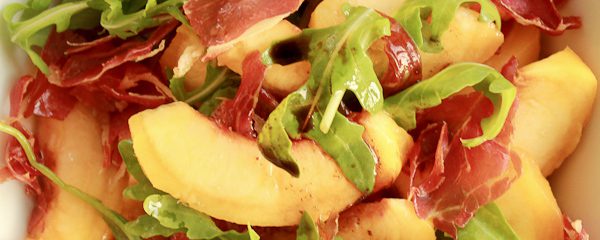 Peach, arugula, cured ham salad