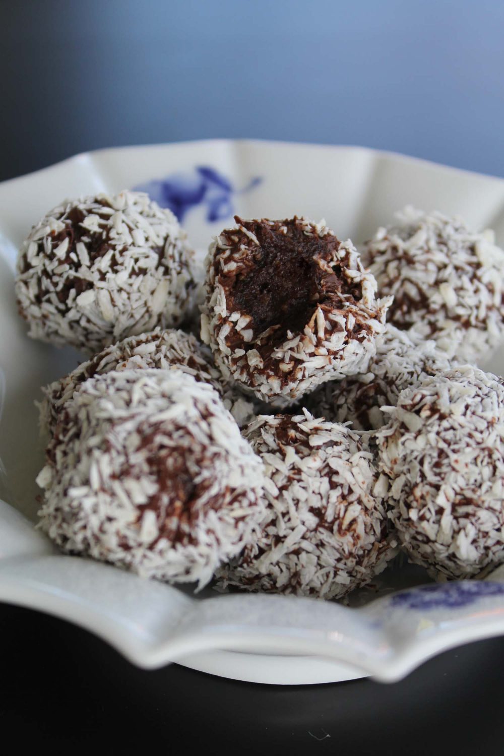 Chocolate Date Balls with shredded coconut topping Italian Notes