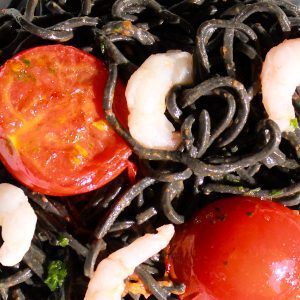 Black pasta with prawns - Italian Notes