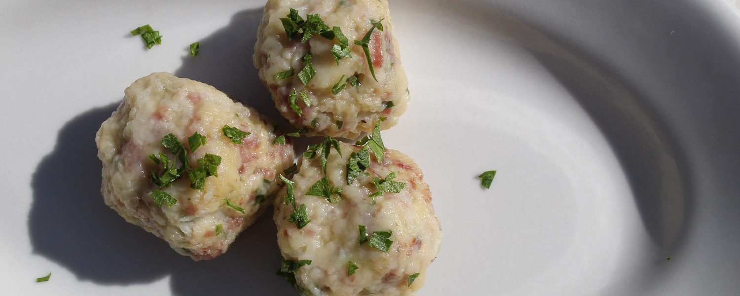 Canederli with cheese and speck - Italian Notes