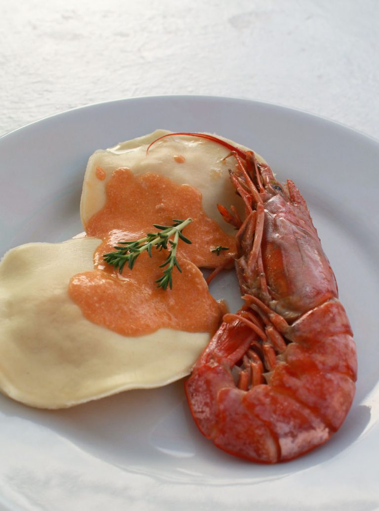 Crayfish ravioli in a creamy tomato sauce Italian Notes