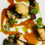 Grilled cauliflower and pickled pear Photo copyright @GabrieleStabile.