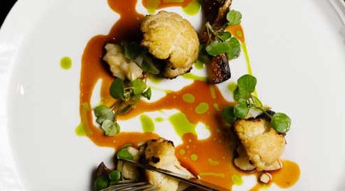 Grilled cauliflower and pickled pear Photo copyright @GabrieleStabile.