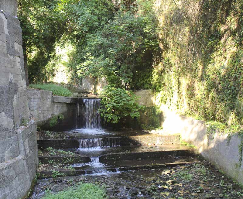 The river and garden behind the Sanctuary of San Francesco da Paola in Calabria