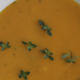 Blended pumpkin soup with herbs and spices