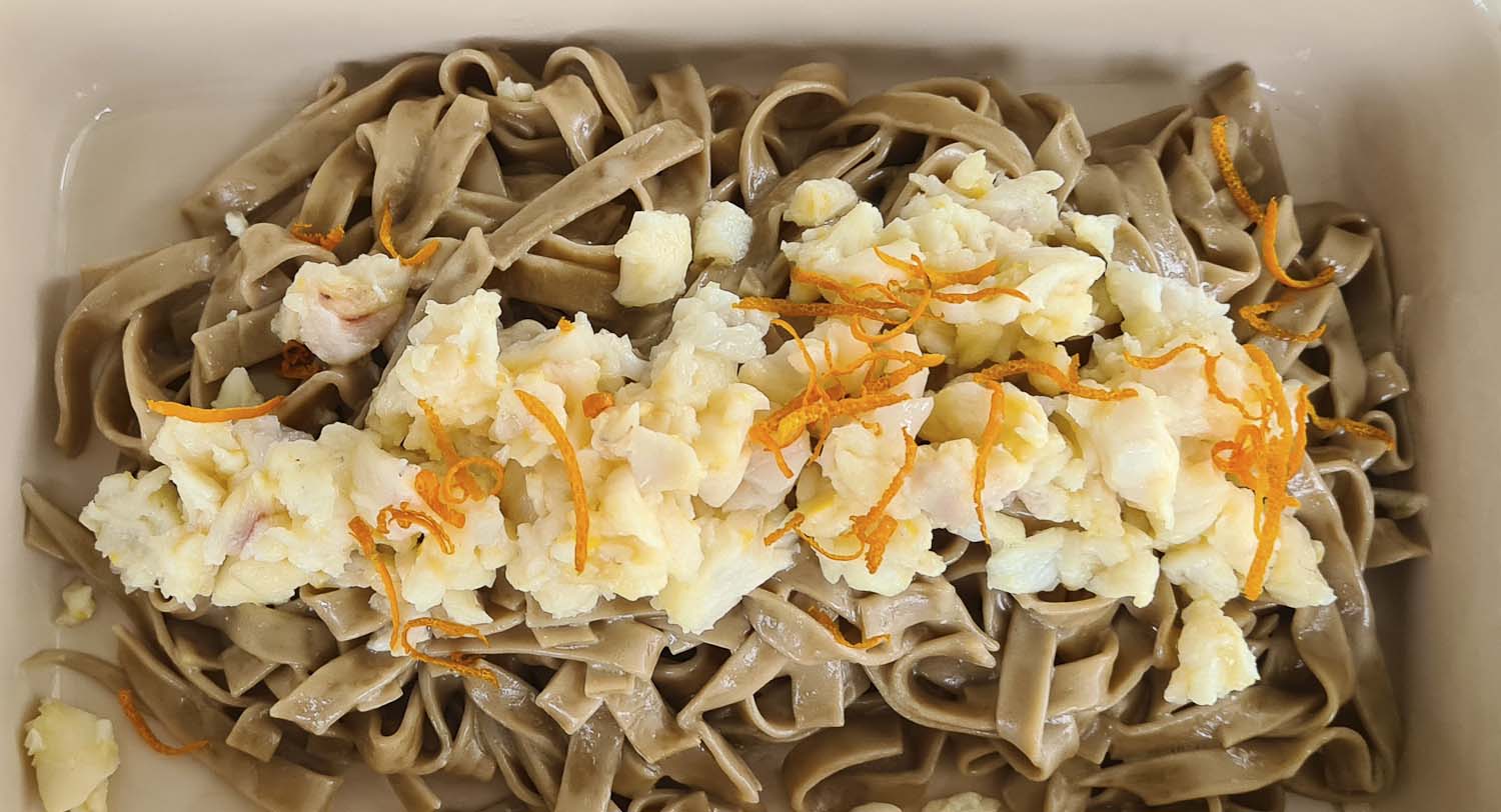 Coffee Tagliatelle with Zander Tartare inspired by a recipe from the Michelin-starred Chef Luigi Salomone.